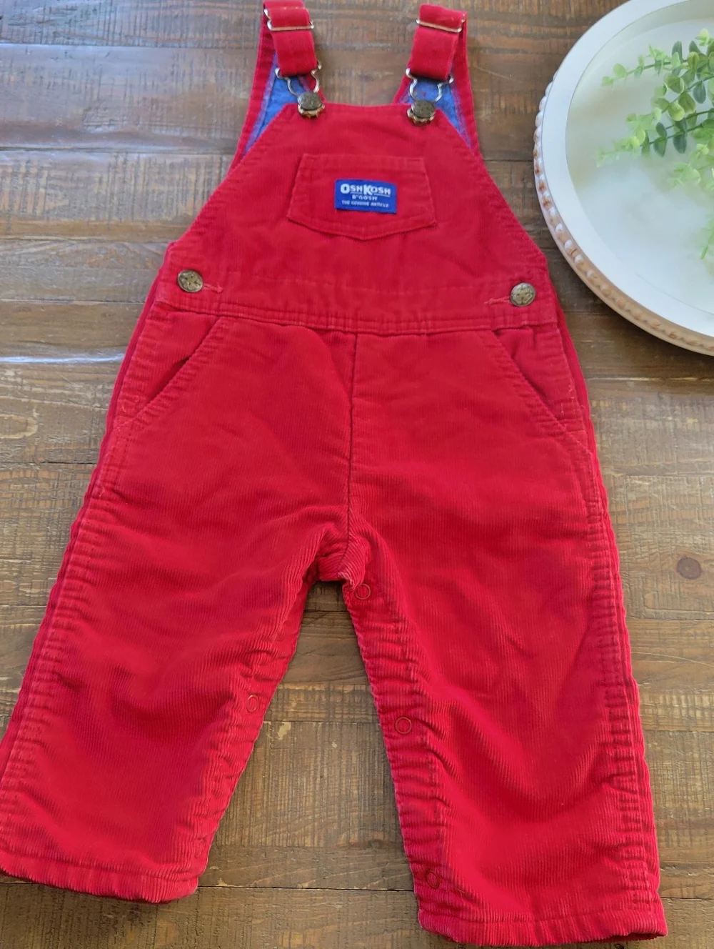 Vintage OshKosh B’Gosh Vestbak Red Corduroy Overalls Made In USA 90s Hockey Line
